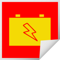 square peeling sticker cartoon of a car battery png