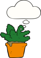 cartoon house plant with thought bubble png