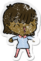 distressed sticker of a cartoon woman png