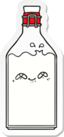 klistermärke av en tecknad gammal mjölkflaska png