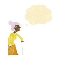 cartoon old woman with thought bubble png