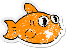 verontruste sticker van een cartoonvis png