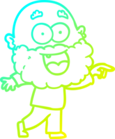 cold gradient line drawing of a cartoon crazy happy man with beard png