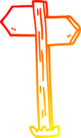 warm gradient line drawing of a cartoon sign posts png