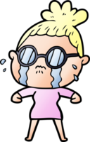 dessin animé femme qui pleure portant des lunettes png