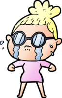 cartoon crying woman wearing spectacles png