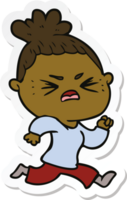 sticker of a cartoon angry woman png