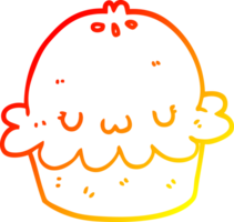 warm gradient line drawing of a cute cartoon pie png