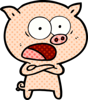 dessin animé cochon criant png