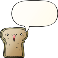 cute cartoon toast with speech bubble in smooth gradient style png