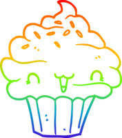 arco iris degradado línea dibujo de un linda dibujos animados escarchado magdalena png