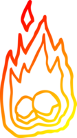 caloroso gradiente linha desenhando do uma desenho animado assustador queimando dia das Bruxas carvão png