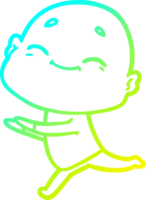 cold gradient line drawing of a happy cartoon bald man png