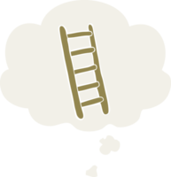 cartoon ladder with thought bubble in retro style png