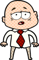 cartoon tired bald man in shirt and tie png