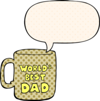 worlds best dad mug with speech bubble in comic book style png