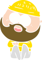 flat color style cartoon surprised bearded man png