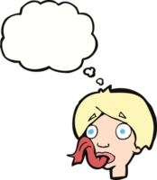 cartoon head sticking out tongue with thought bubble png