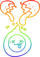 rainbow gradient line drawing of a cartoon cracked egg png