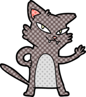 gato de desenho animado feliz acenando png