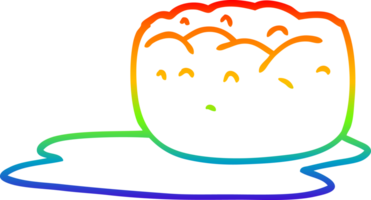 arc en ciel pente ligne dessin de une dessin animé Yorkshire pudding et sauce png