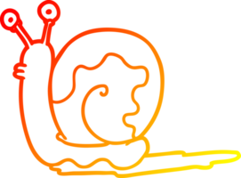 warm gradient line drawing of a cartoon snail png