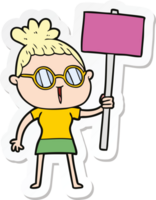 sticker of a cartoon woman wearing spectacles png