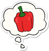 cartoon pepper with thought bubble as a printed sticker png