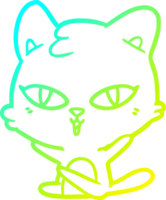 cold gradient line drawing of a cartoon cat png