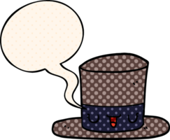 cartoon top hat with speech bubble in comic book style png