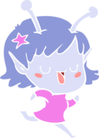 desenho animado de estilo de cor plana de garota alienígena feliz png