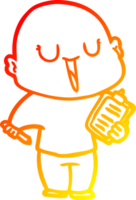 warm gradient line drawing of a happy cartoon bald man png