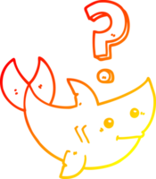warm gradient line drawing of a cartoon shark asking question png