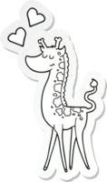 Aufkleber einer Cartoongiraffe mit Liebesherz png