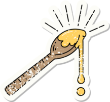 worn old sticker of a tattoo style spoonful of honey png