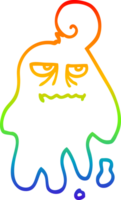 rainbow gradient line drawing of a cartoon spooky ghost png