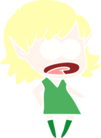 flat color style cartoon shocked elf girl png