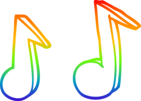 rainbow gradient line drawing of a cartoon musical notes png