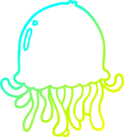 cold gradient line drawing of a cartoon jellyfish png