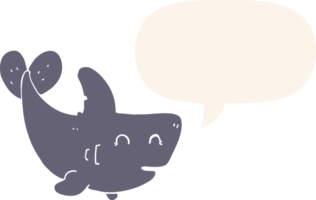 cartoon shark with speech bubble in retro style png