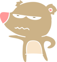 desenho animado de estilo de cor plana de urso irritado png