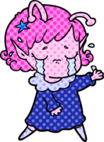 cartoon crying alien girl png