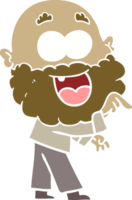 homme heureux fou de dessin animé de style plat couleur avec barbe png