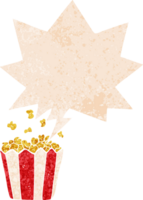 cartone animato Popcorn con discorso bolla nel grunge afflitto retrò strutturato stile png