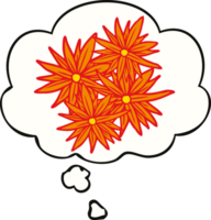 dibujos animados brillante flores con pensamiento burbuja png