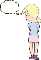 cartoon pretty girl with thought bubble png