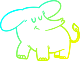 cold gradient line drawing of a cartoon elephant png