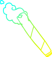 cold gradient line drawing of a cartoon smoking joint png