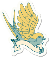 tattoo style sticker with banner of a swallow png