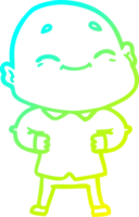 cold gradient line drawing of a cartoon happy bald man png